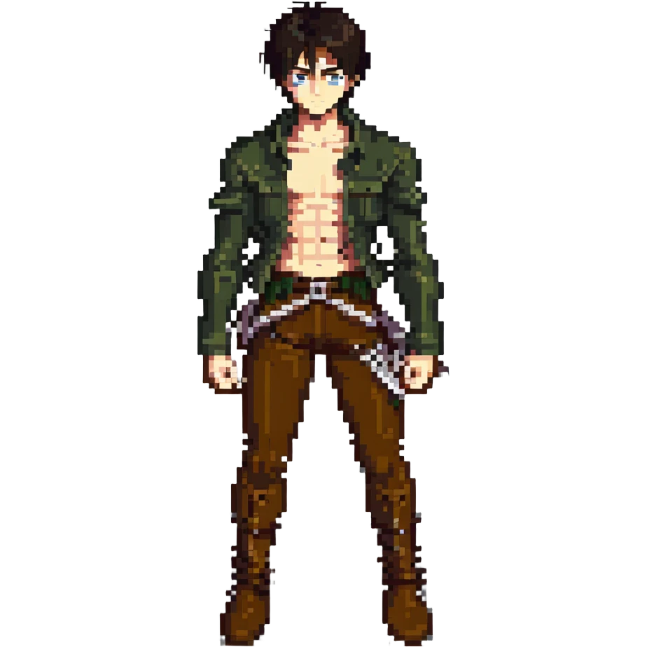 Eren Yeager transforming pixel art emoji