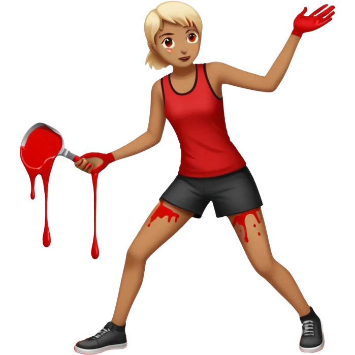 Jackson pollock flicking black white and red paint onto the floor emoji