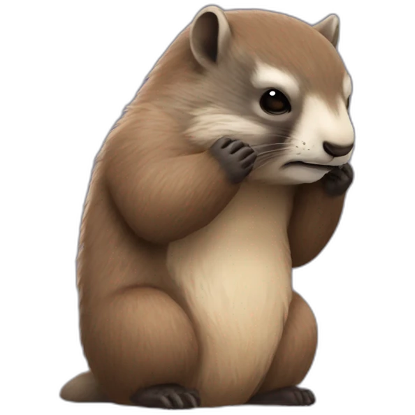 Une marmotte debout qui fait un calin a batman emoji