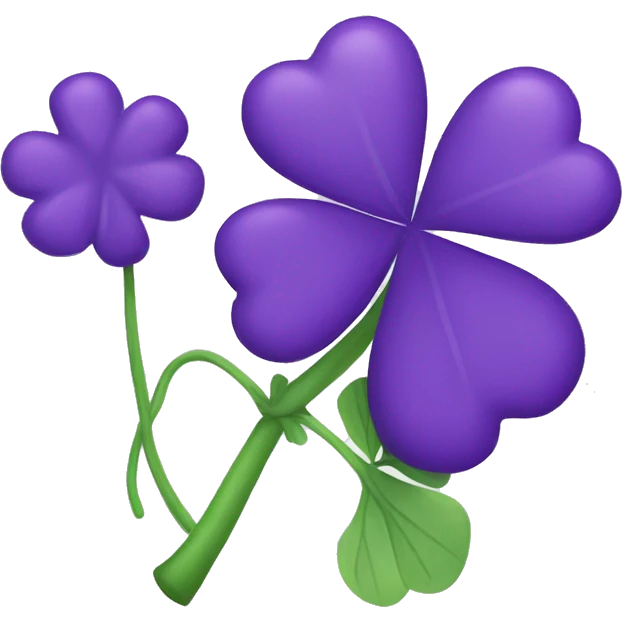 An entirely PURPLE four-leaf clover emoji