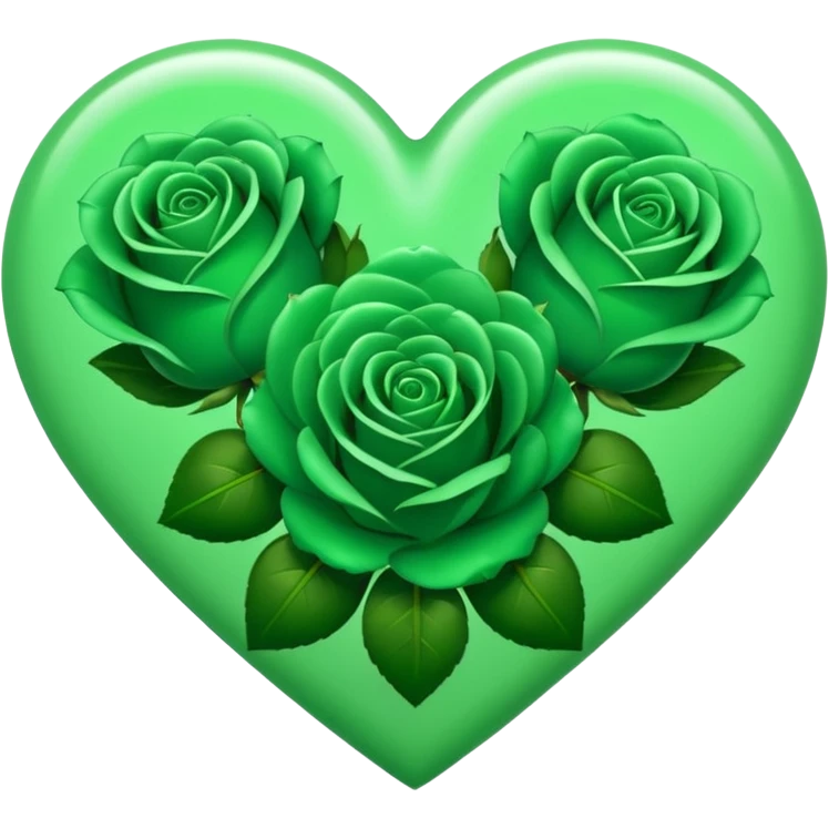 Green Heart with 3 green Roses  emoji