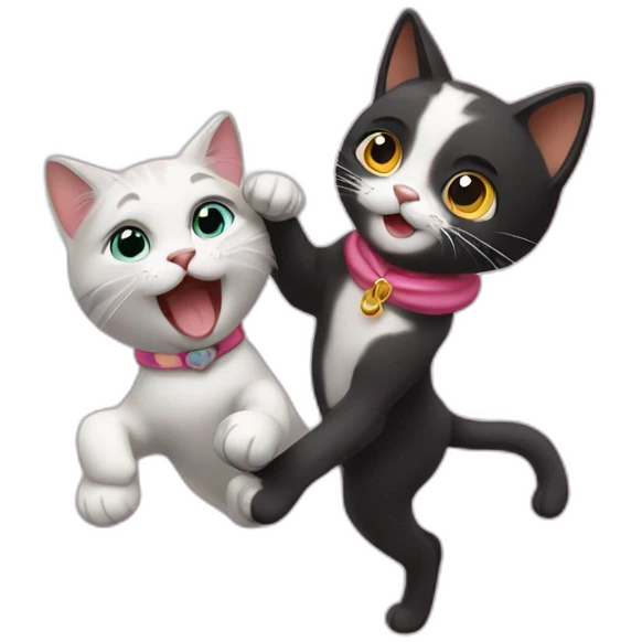 Dacing cat with a puppy emoji