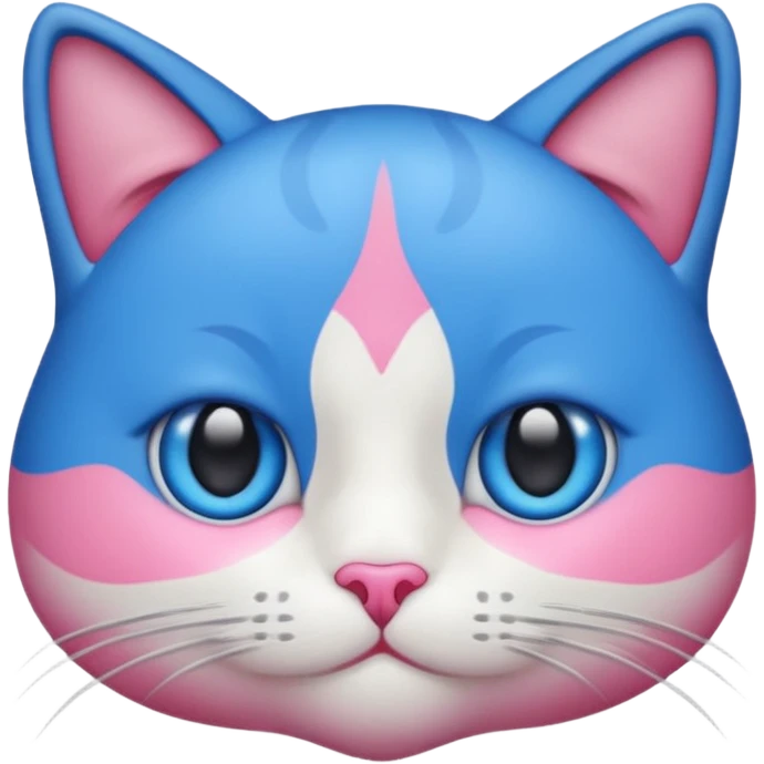 un emoji de lacara de un gato azul con rosa sorprendido emoji