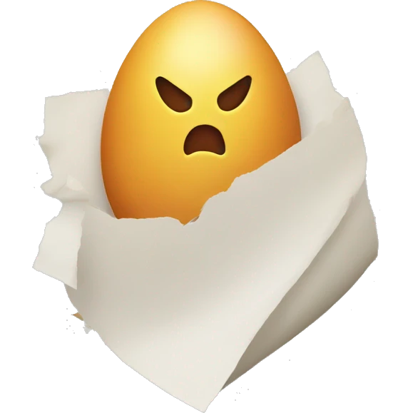 Egg ripping through paper emoji