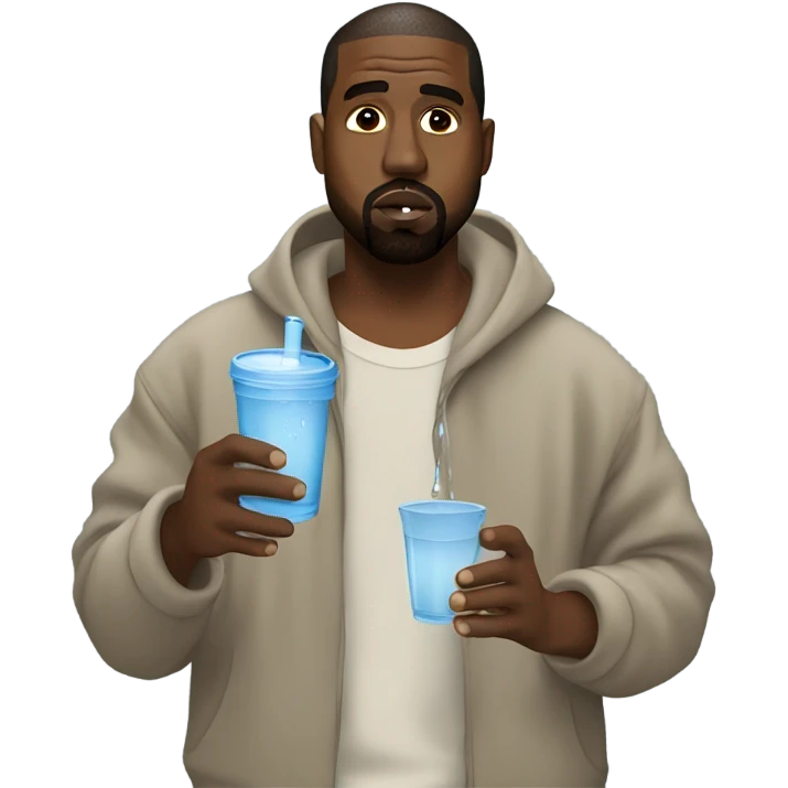 kanye west holding a cup of water emoji