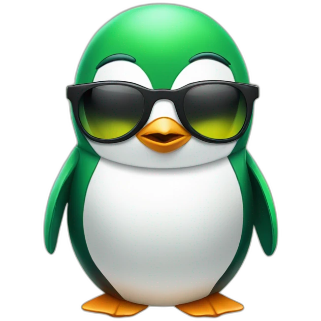 Penguin whit a wrench, sun glasses and green hair emoji