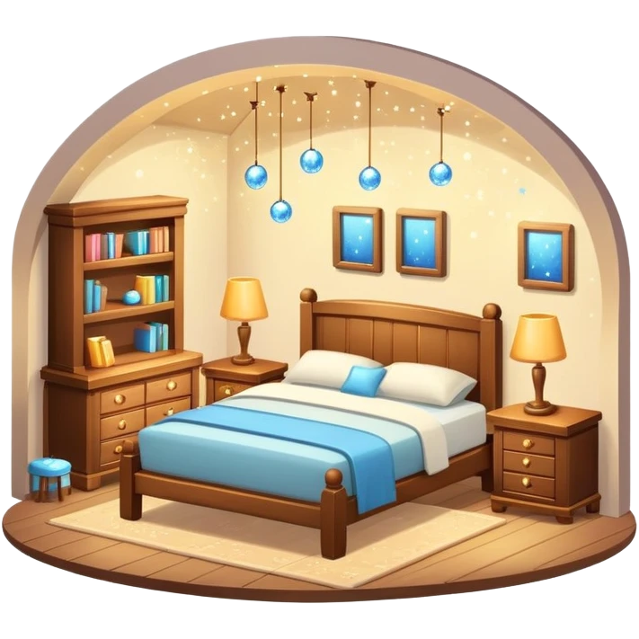 cozy room with furniture and sparkles floating above the furniture emoji