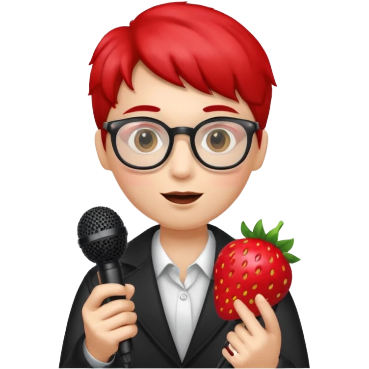 strawberry fruit be hand the mic glasses  emoji
