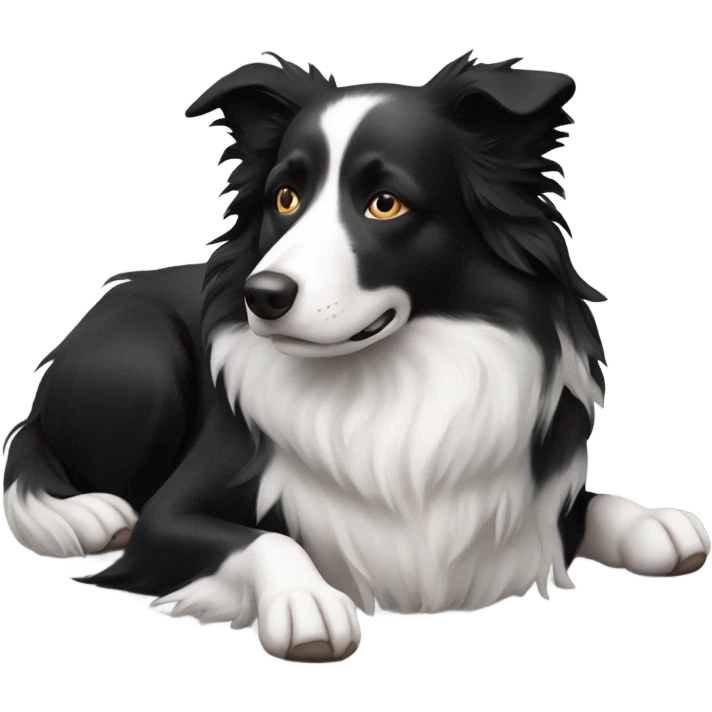 Sleeping black and white border collie emoji