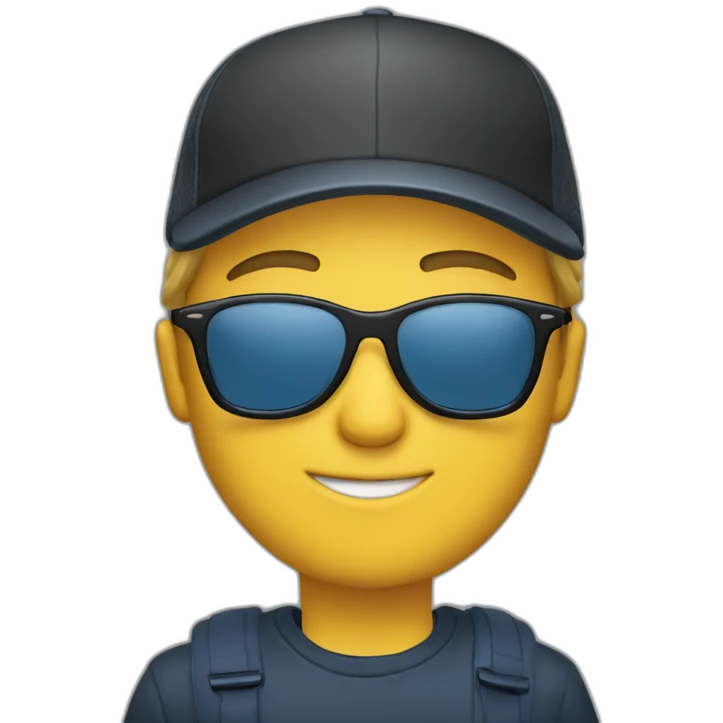 white person wearing a new york cap and sunglasses emoji