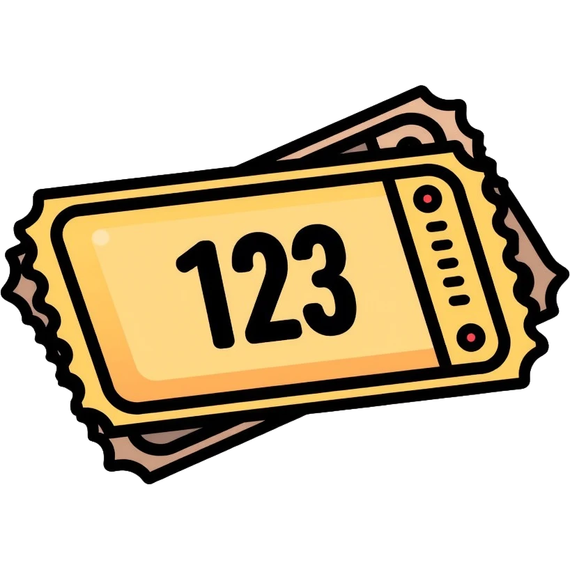 A raffle ticket with the number 123 on it emoji