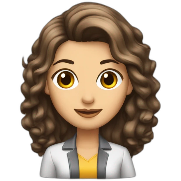 Empresaria Chica morena con pelo más largo de un lado con mechas pelirroja emoji