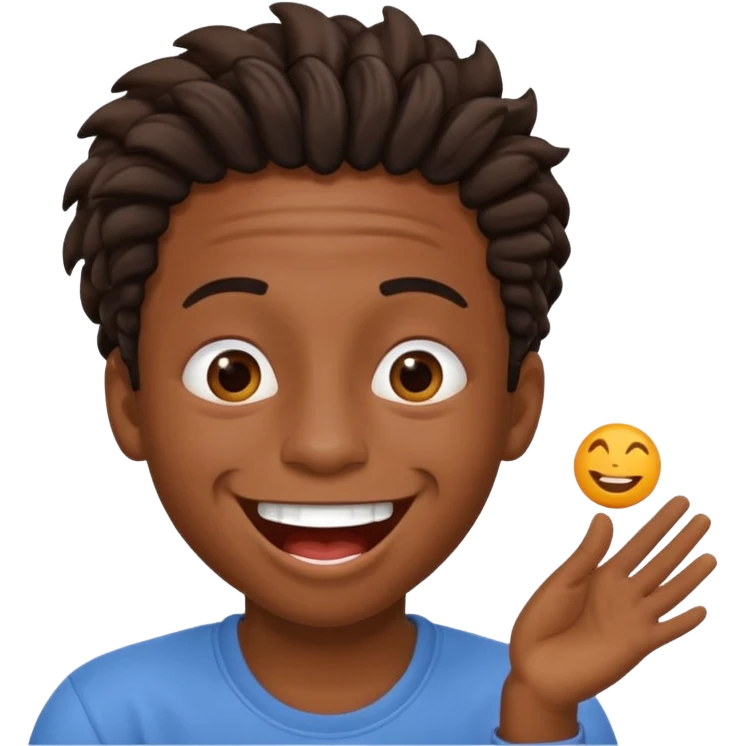 black boy with twists holding in his laugh with Fortnite as the background emoji