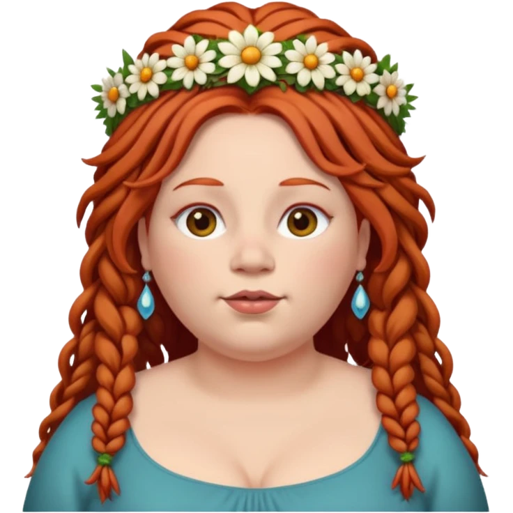 fat redhead woman with dreadlocks and floral tiara emoji