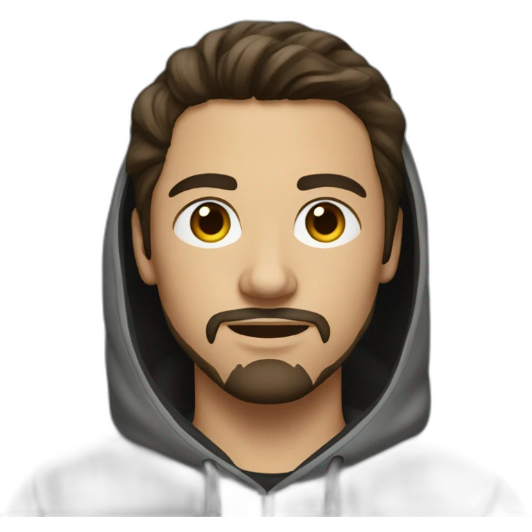 Young Brunette Man with goatee and hoody emoji