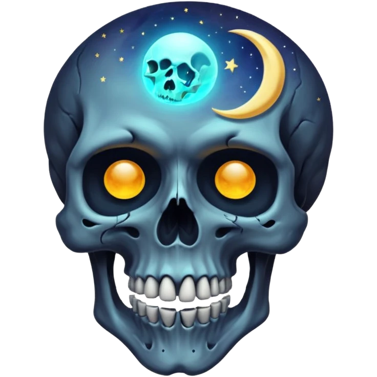 cosmic skull with crescent moon on forehead emoji