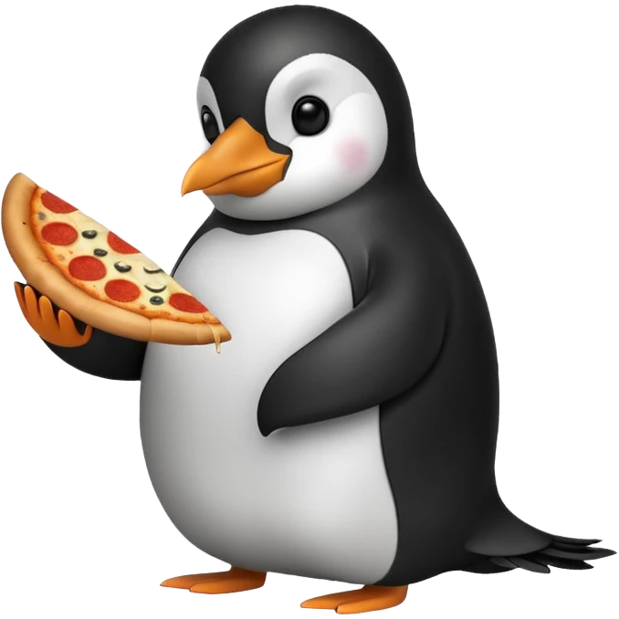 Pizza yiyen penguen emoji