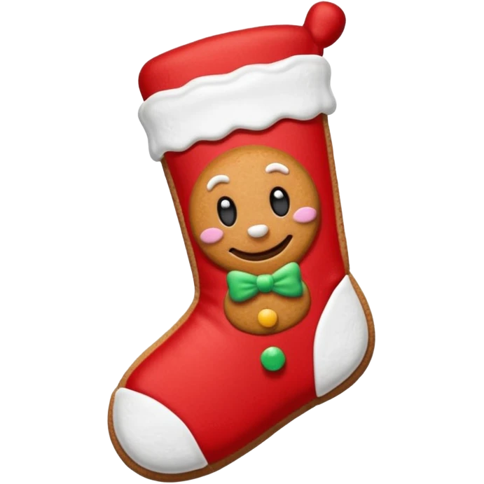 gingerbread cookie in red chrismas sock shape emoji