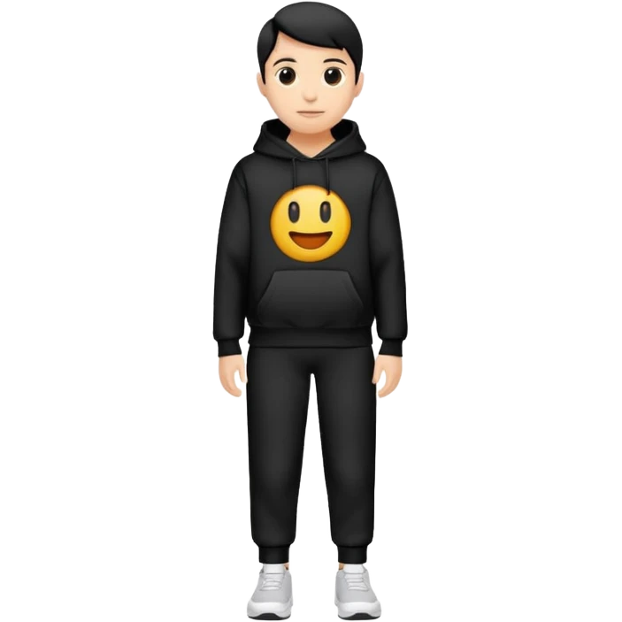 Crie um conjunto de moletom liso com calça de moletom nas cores preto emoji