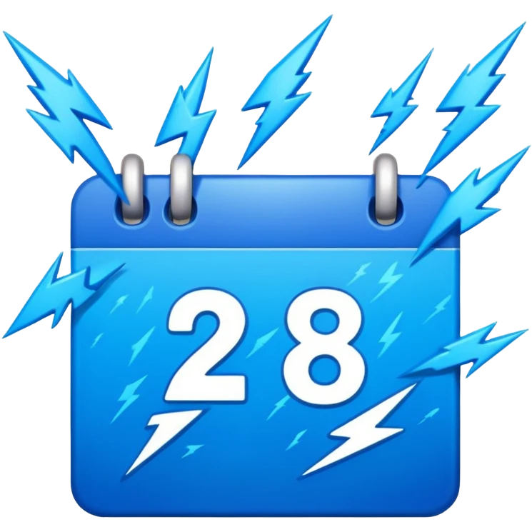 Calendar with two clashing lightning bolts emoji