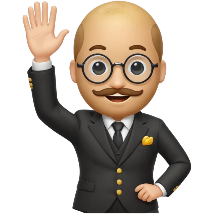 memoji-style potato in a suit and monocle, waving like a presidential candidate emoji