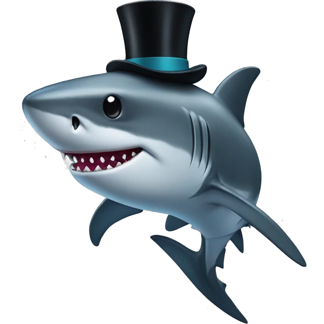 Shark with a top hat emoji