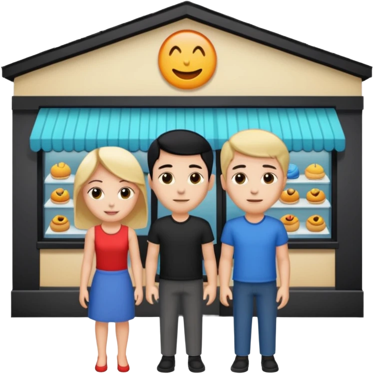 Only two grown characters + shop building emoji
