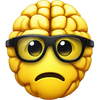 yellow emoji with a brain wearing black goggle emoji