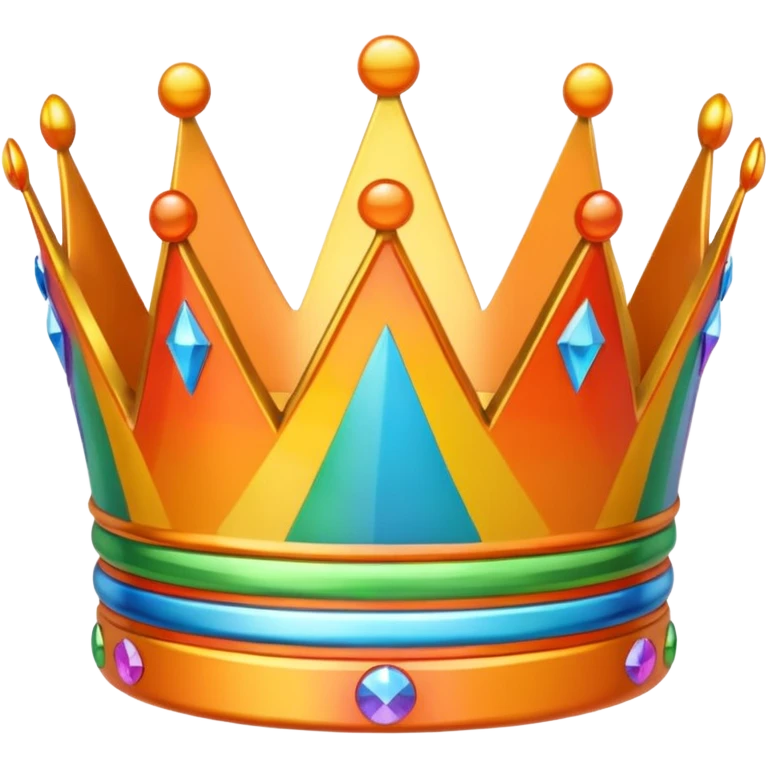 orange 3d crown with rainbow inlay emoji