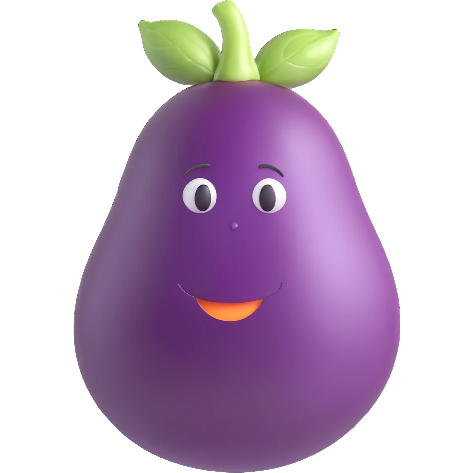 an eggplant nestled within a peach, cute and minimal, no text emoji