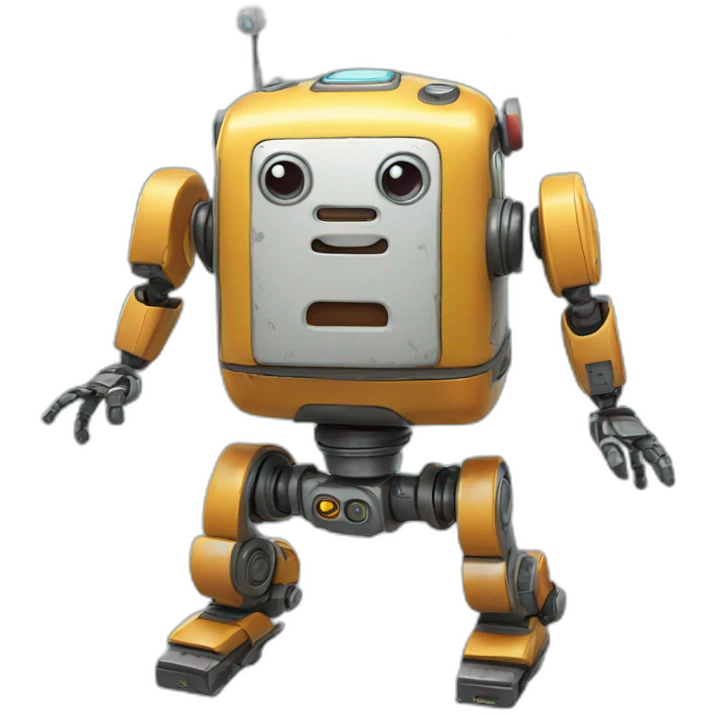 a cheerful multi-colored jumping robot emoji