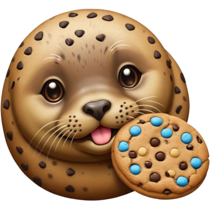 Seal eating chocolate chip cookie emoji