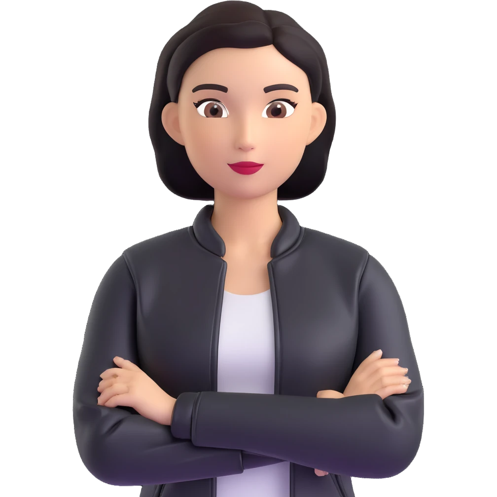 woman with oval-shaped flat-top head wearing a tight-fitting elbow-length black leather jacket emoji