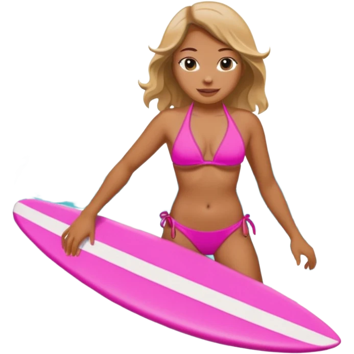 waves with tan female filipino surfer inside on a pink bikini emoji