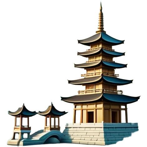 Cinematic Realistic Tran Quoc Pagoda Landmark Emoji, depicted with an ancient pagoda set on tranquil waters rendered with delicate textures and serene, reflective lighting. emoji