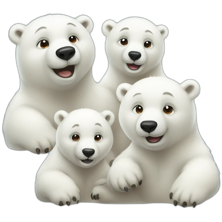 3 cute polar bears emoji