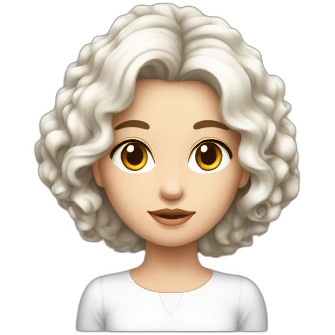 Fille blanche avec cicatrice de brulure à la joue avec des cheveux court marrons emoji