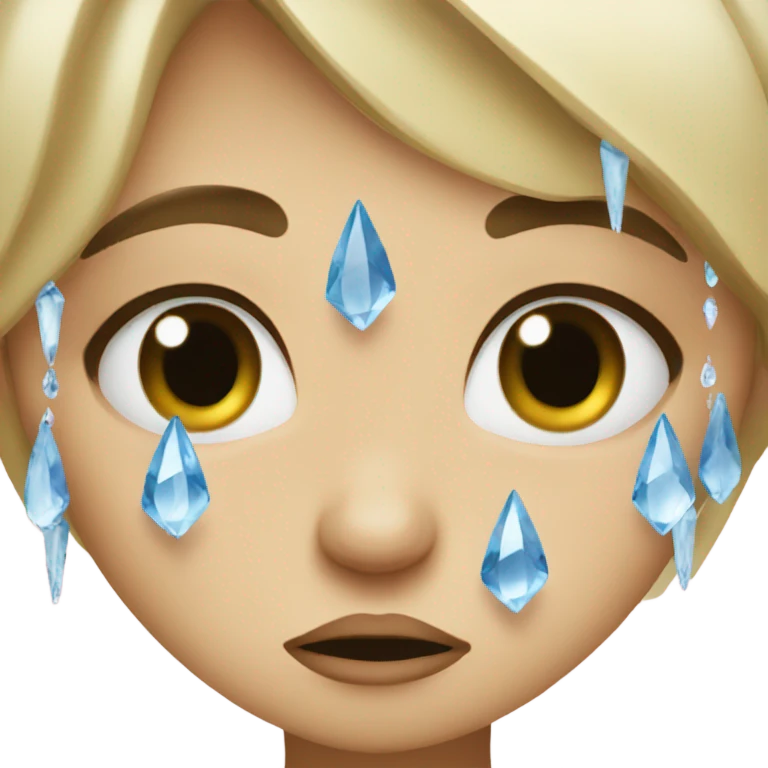 Girl crying with crystal tears emoji