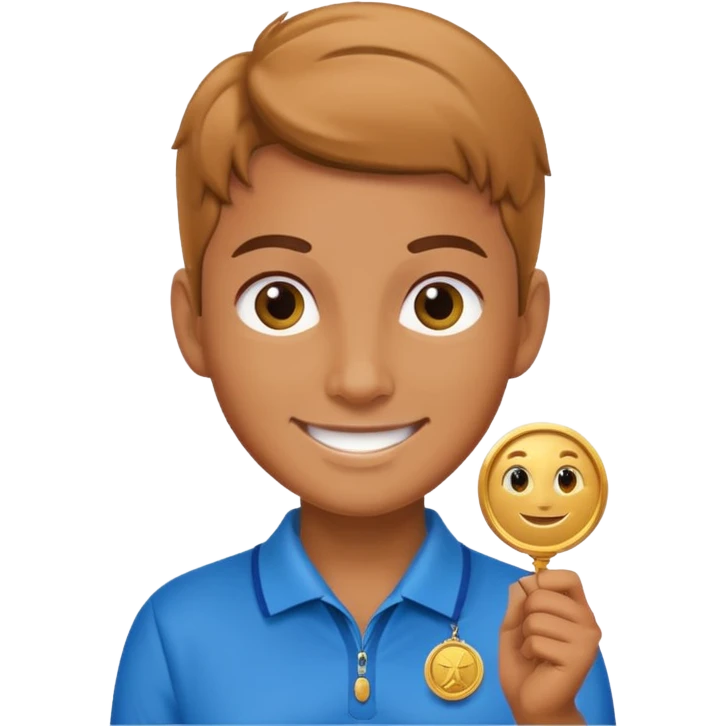 golfer smiling with a medal emoji