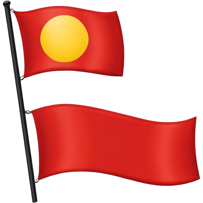 a rectangular flag with the top half solid black and the bottom half solid red with a medium-sized yellow circle in the middle overlapping both colours emoji