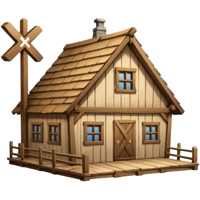 an inn with a big X on it emoji