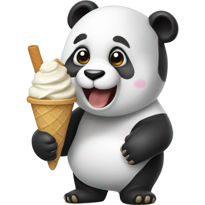 Panda eating ice cream emoji
