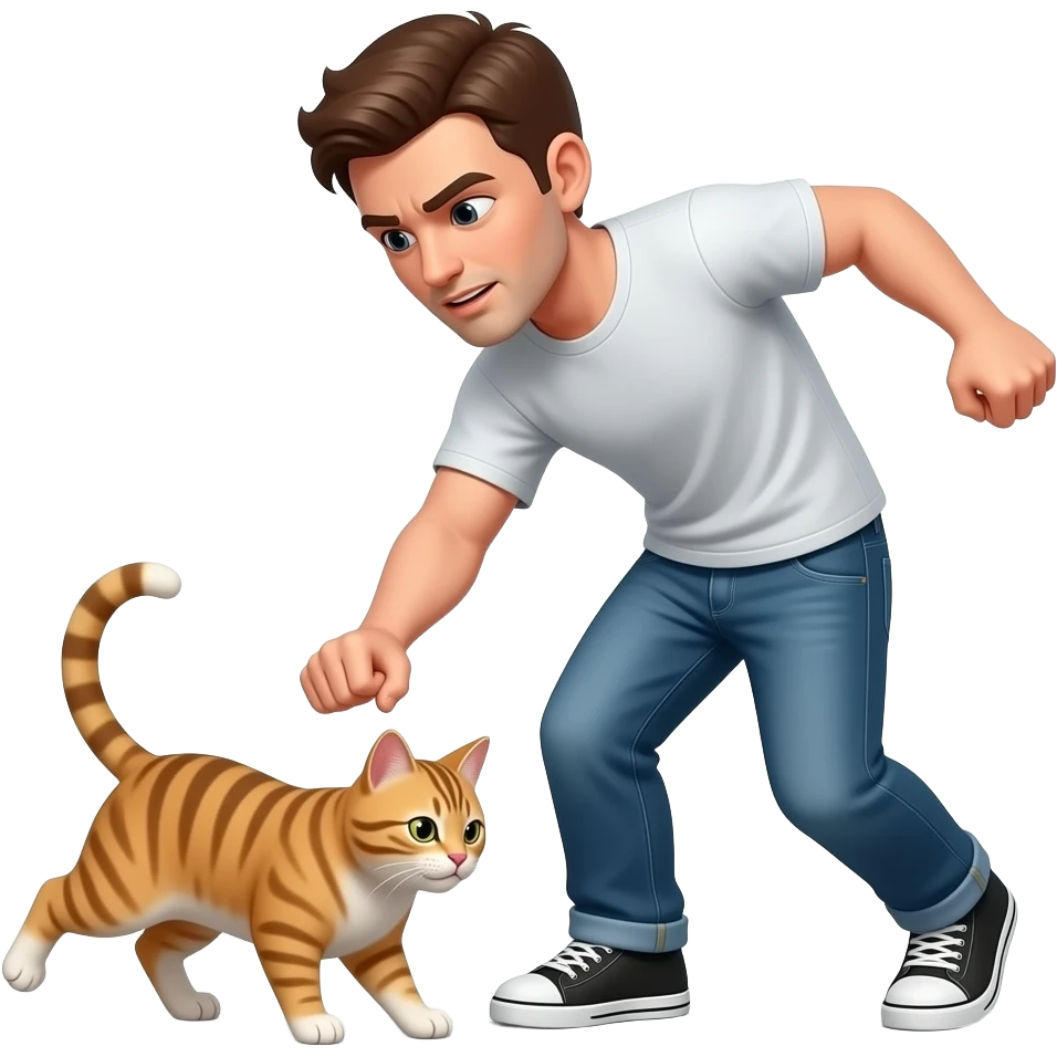 Light complex man beating up a cat on the ground emoji