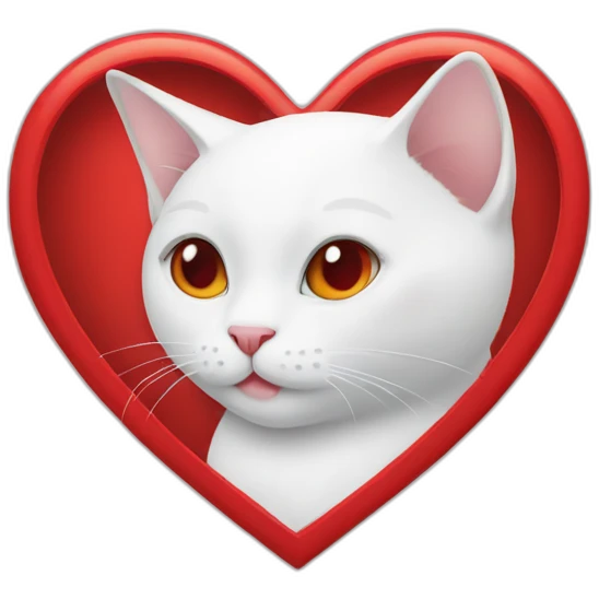 White cat in a red heart emoji