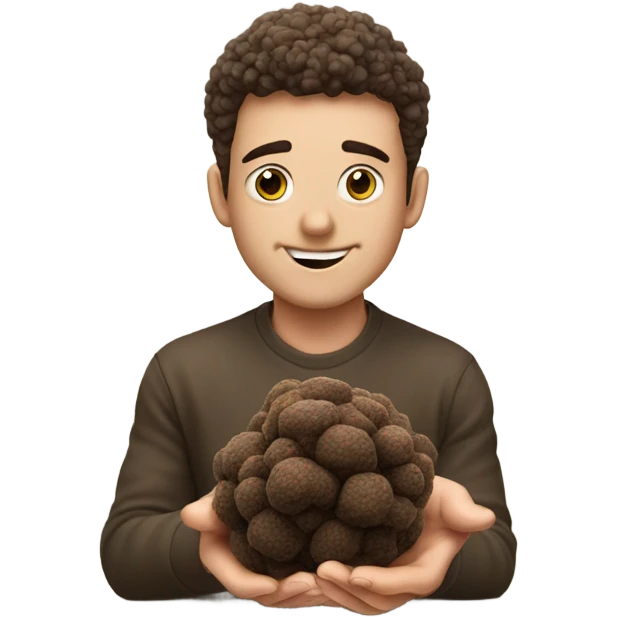truffle cut with young man who looks as well like a truffle emoji