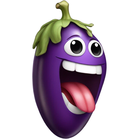 Person with tongue out holding eggplant emoji