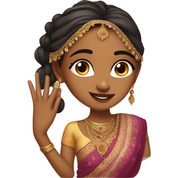 A indian desi girl with mehandhi on her hands emoji