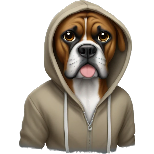 Boxer dog wearing a hoodie emoji