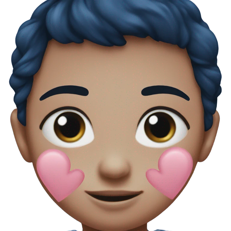 Half dark blue half baby pink heart  emoji