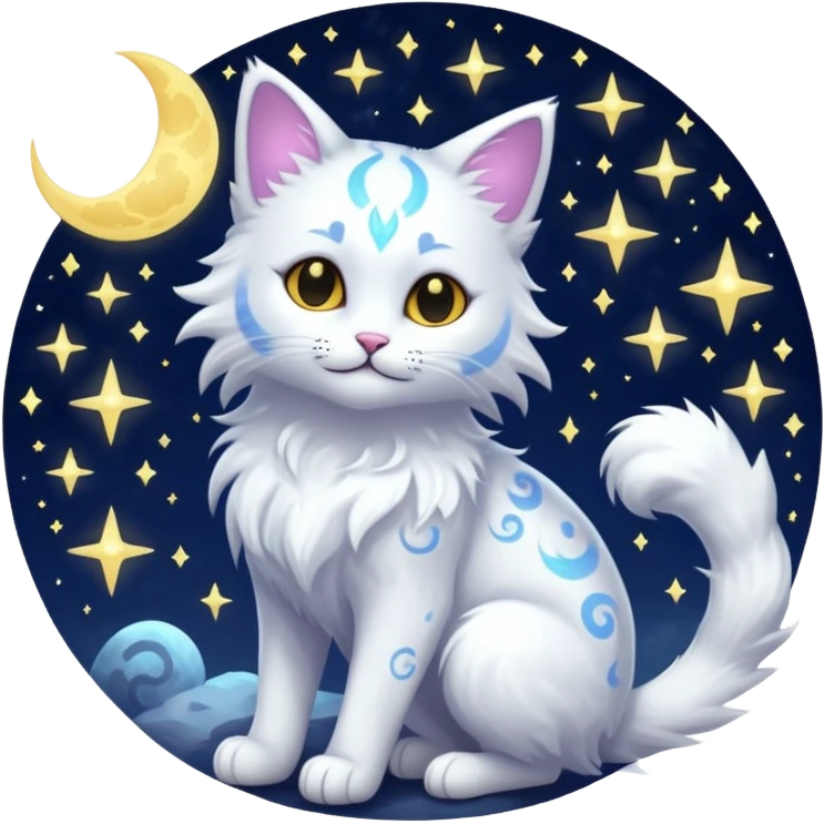 Magical Celestial Lunar-powered Fantasy Feline with lunar markings (full body) emoji
